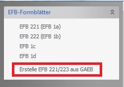 Erstelle EFB 221/223 aus GAEB